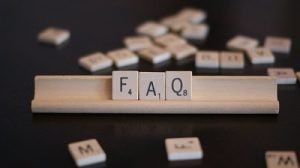 FAQ spelled on scrabble board
